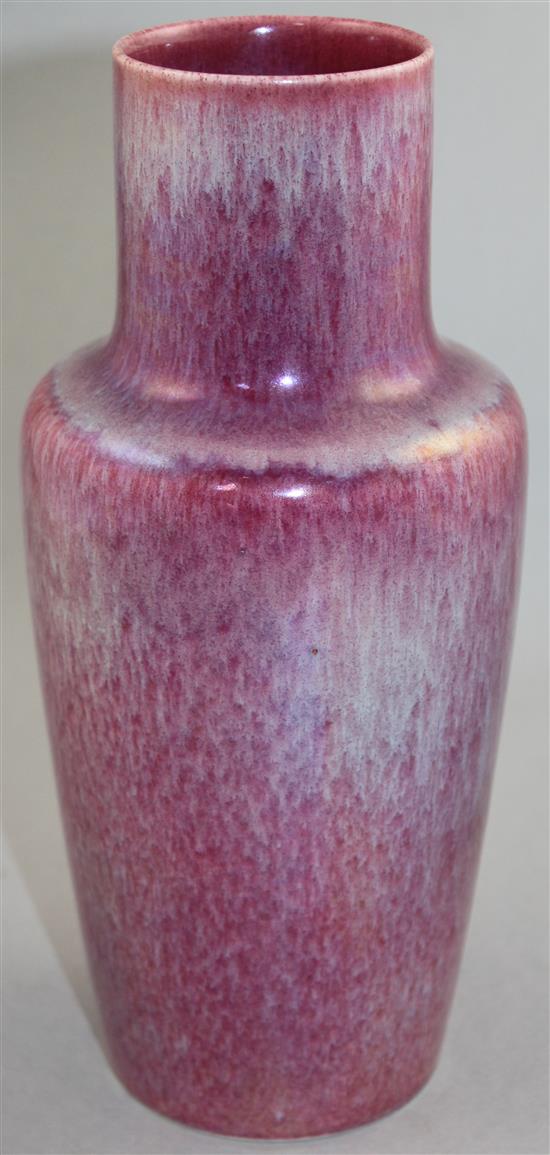 A Ruskin pottery high fired flambe vase, c.1916, 25.5cm